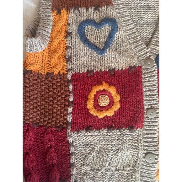 Knitted by Hand Two Twenty Vest Colorful Patchwork Blocks - Fits Size M - Picture 8 of 9